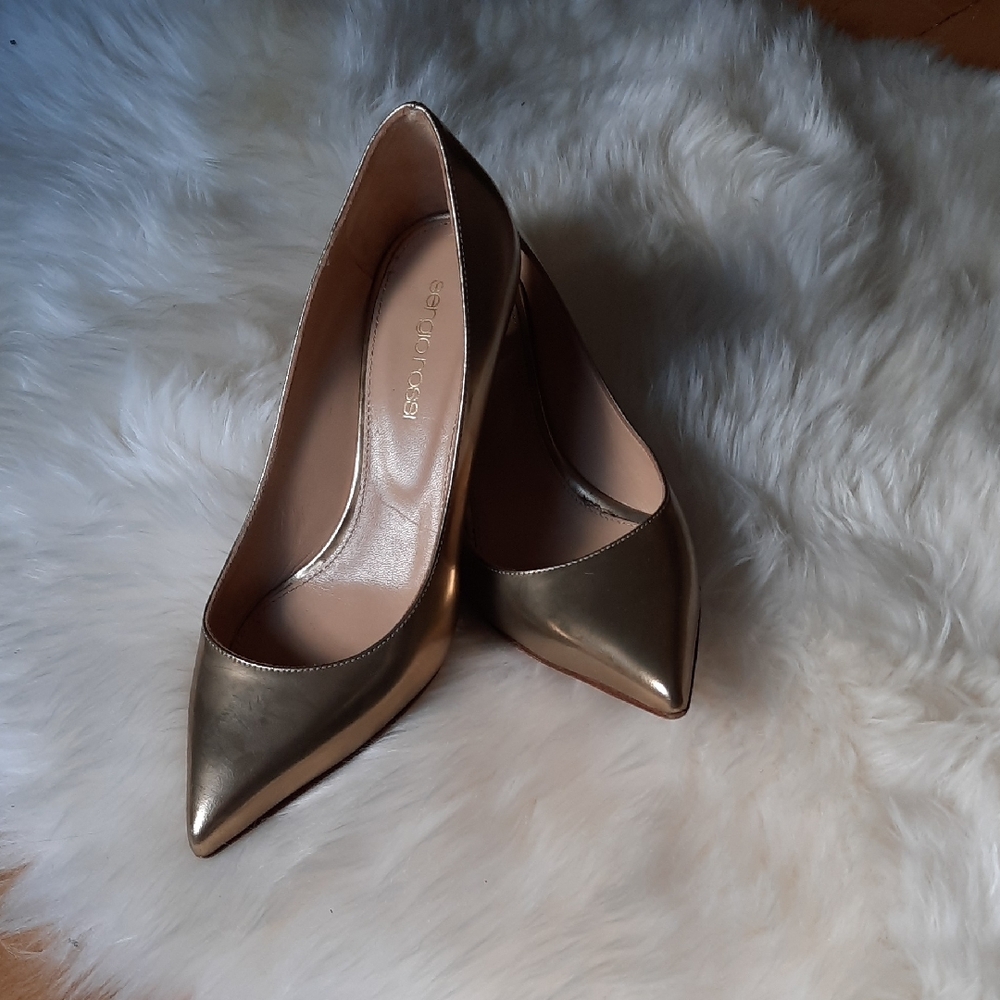Sergio Rossi Metallic Gold Heels 35.5